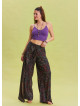 Indigo Bohemian Trousers with Elastic Waist and Tie Detail 4472